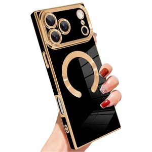 iPhone 16 Pro Case Square Luxury Electroplated Gold MagSafe Compatible - NIB